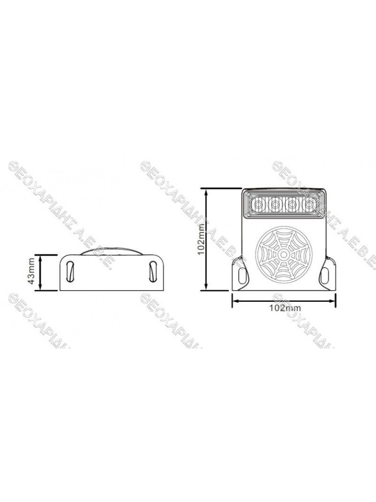 ΦΑΡΟΣ 4 LED ΜΕ ΣΕΙΡΗΝΑ ΟΠΙΣΘΕΝ 102db ΒΙΔΩΤΟΣ 12-80V AgroEquip