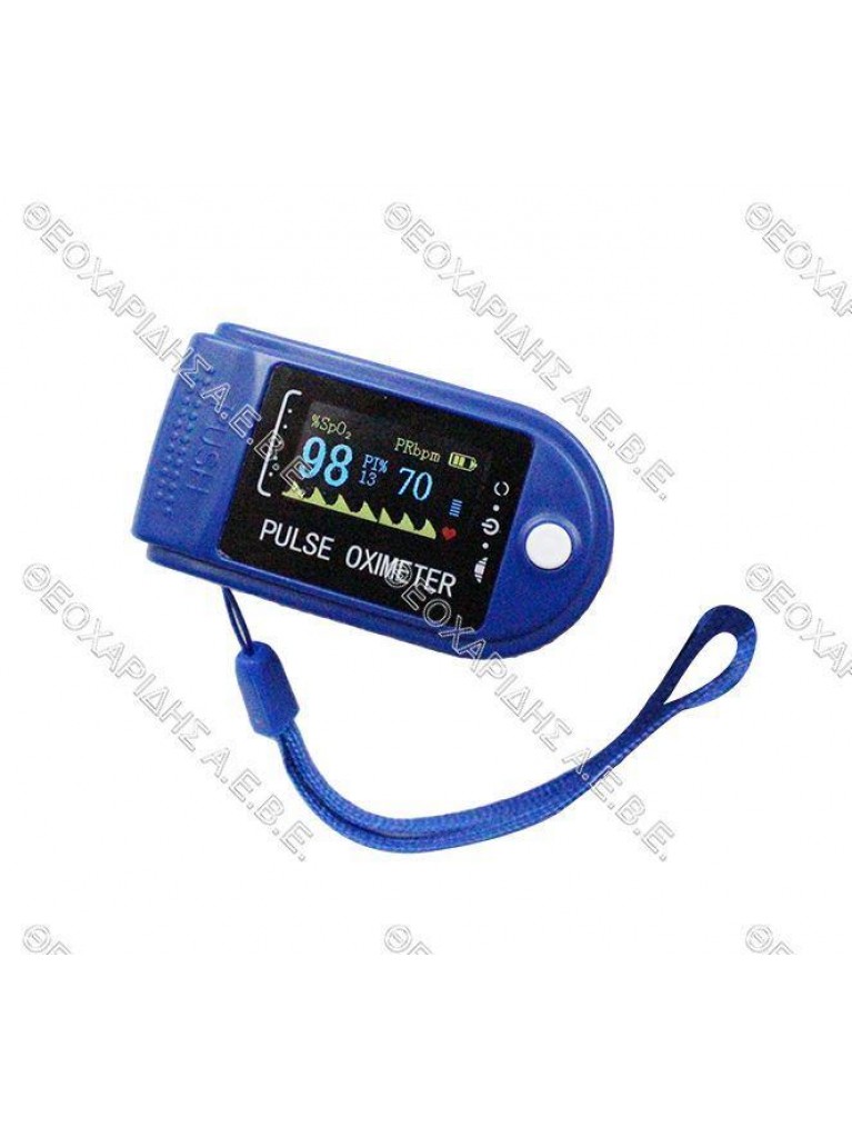 Fingertip pulse oximeter with heart rate line graph