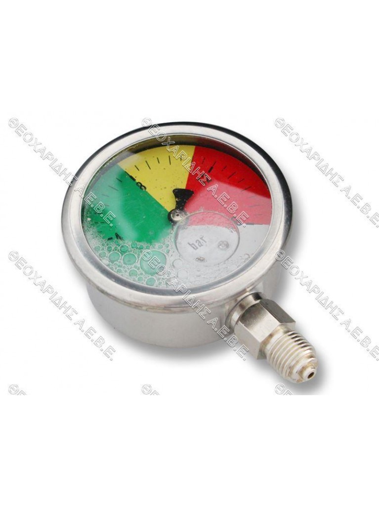 Pressure Gauge with glycerine metallic Case, Plastic Window, 1/4' BSP Bottom 63mm x16bar