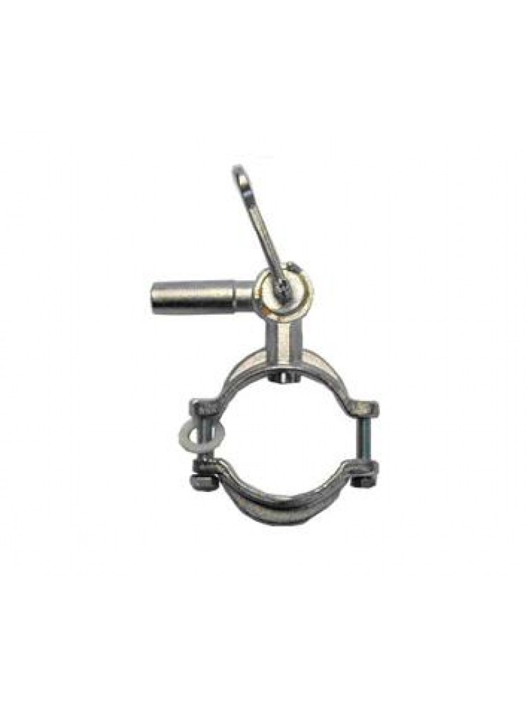Milk tube angle clamp with valve for tube 2' S/S