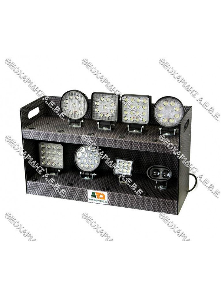 Display desktop stand with 8 LED working lights with power supply and test switch